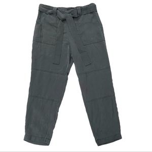 Banana Republic Paper Bag Pants Womens Tapered Belted Pockets Gray size XS